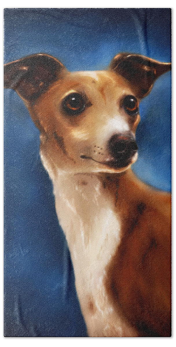 Italian Greyhound Bath Towel featuring the painting Magnifico - Italian Greyhound by Michelle Wrighton
