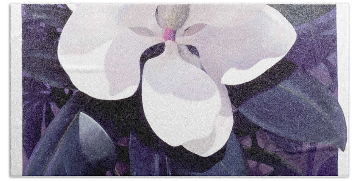 Magnolia Bath Towel featuring the painting Magnolia by Blue Sky