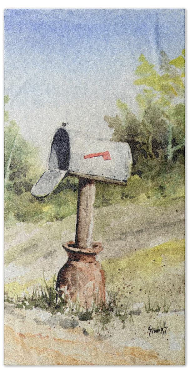Mail Hand Towel featuring the painting Mailbox by Sam Sidders