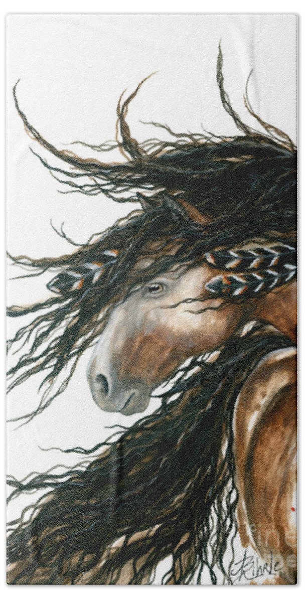Horse Hand Towel featuring the painting Majestic Pinto Horse 80 by AmyLyn Bihrle