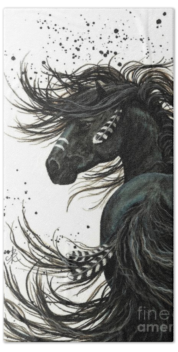 Mm65 Bath Sheet featuring the painting Majestic Spirit Horse I by AmyLyn Bihrle