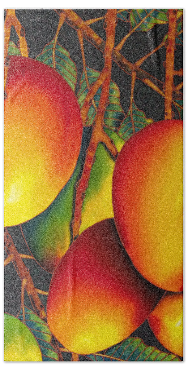 Mango Fruit Hand Towel featuring the painting Mangos by Daniel Jean-Baptiste