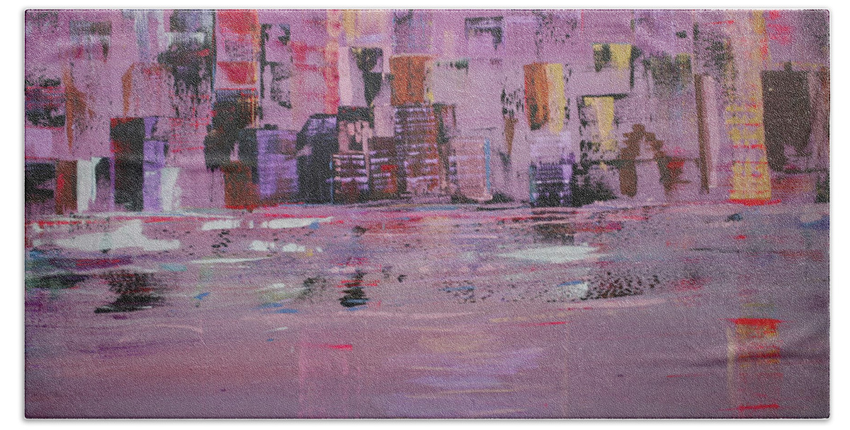 Art Bath Towel featuring the painting Manhattan Moonshine by Jack Diamond