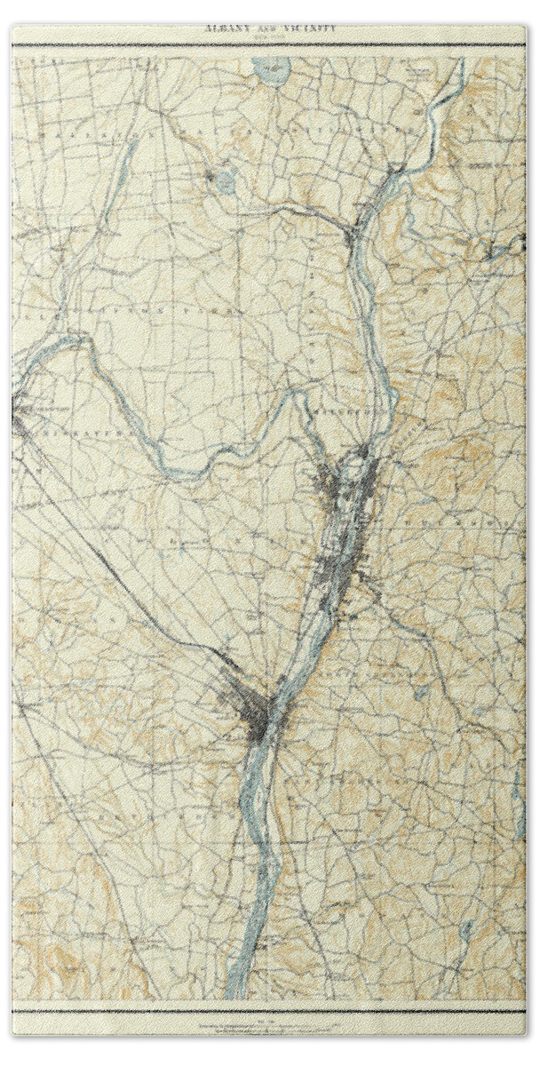New York State Hand Towel featuring the photograph Map of Upstate New York 1891 by Andrew Fare