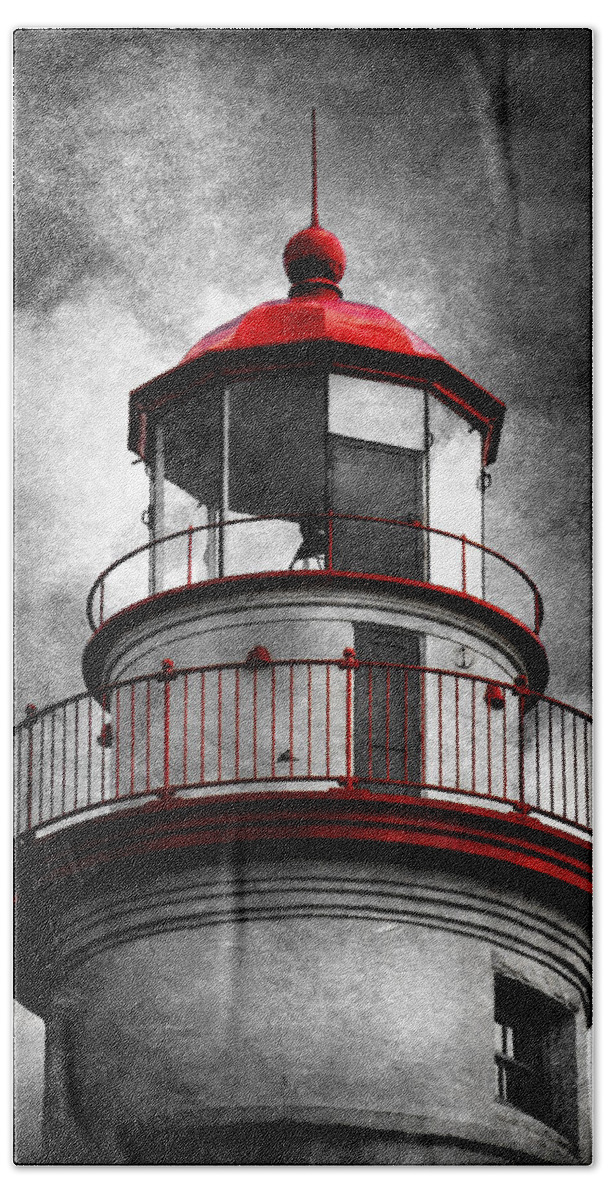 Marblehead Lighthouse Hand Towel featuring the photograph Marblehead Lighthouse - Alternate Reality by Shawna Rowe
