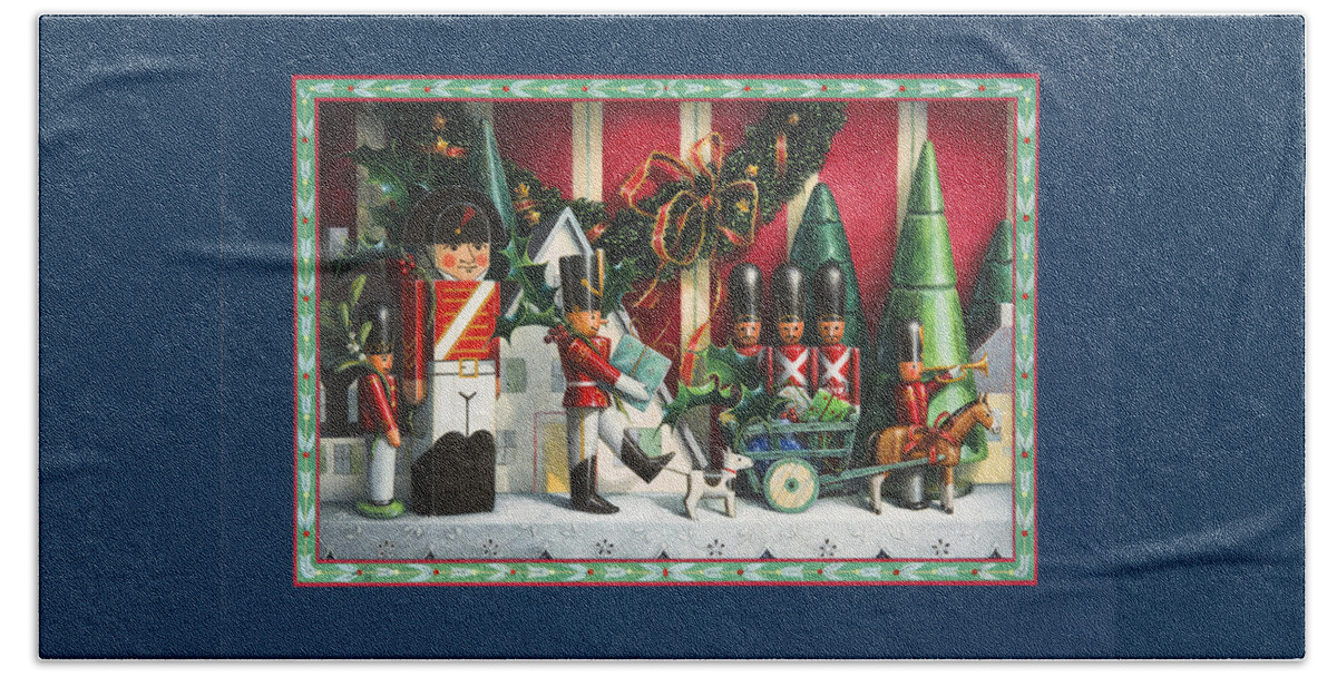 Toy Soldiers Bath Towel featuring the painting March of the Wooden Soldiers by Lynn Bywaters