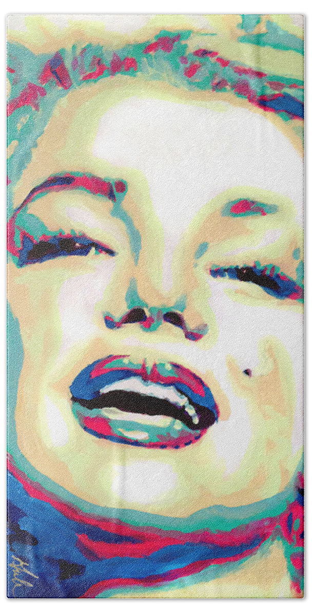 Beauty Hand Towel featuring the painting Marilyn by Steve Gamba