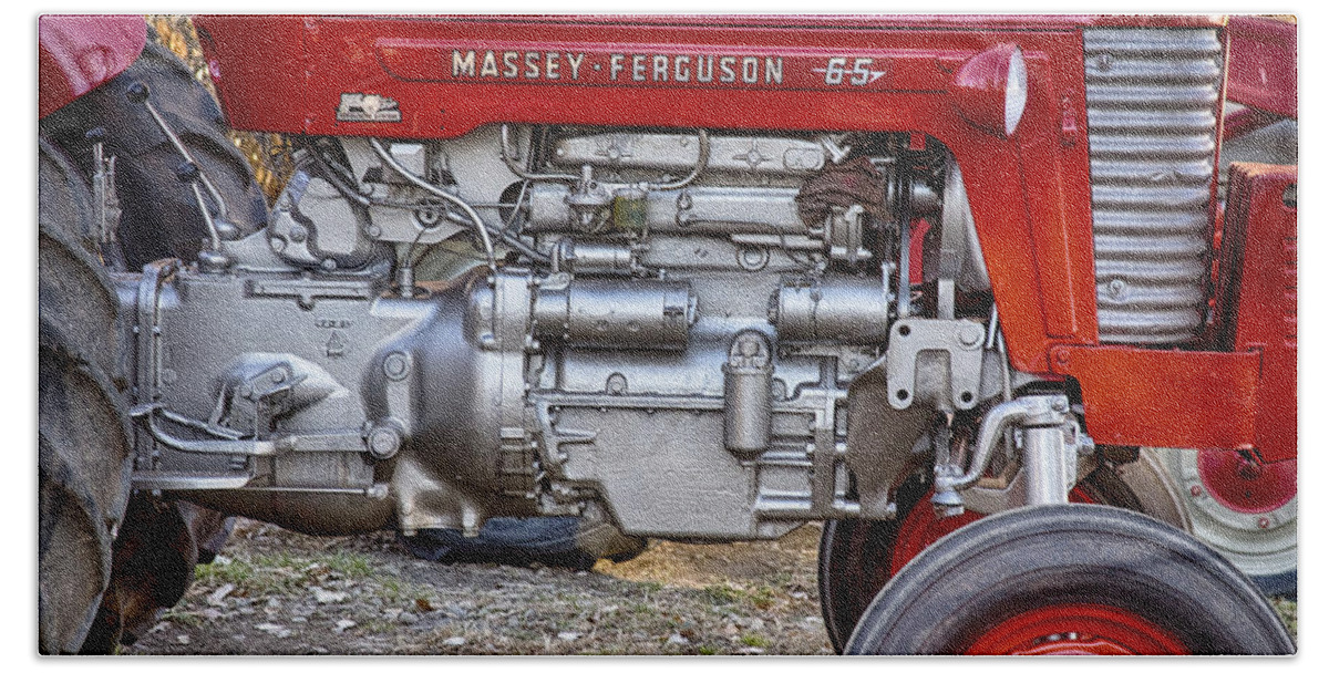 Tractor Bath Towel featuring the photograph Massey - Feaguson 65 Engine by James BO Insogna