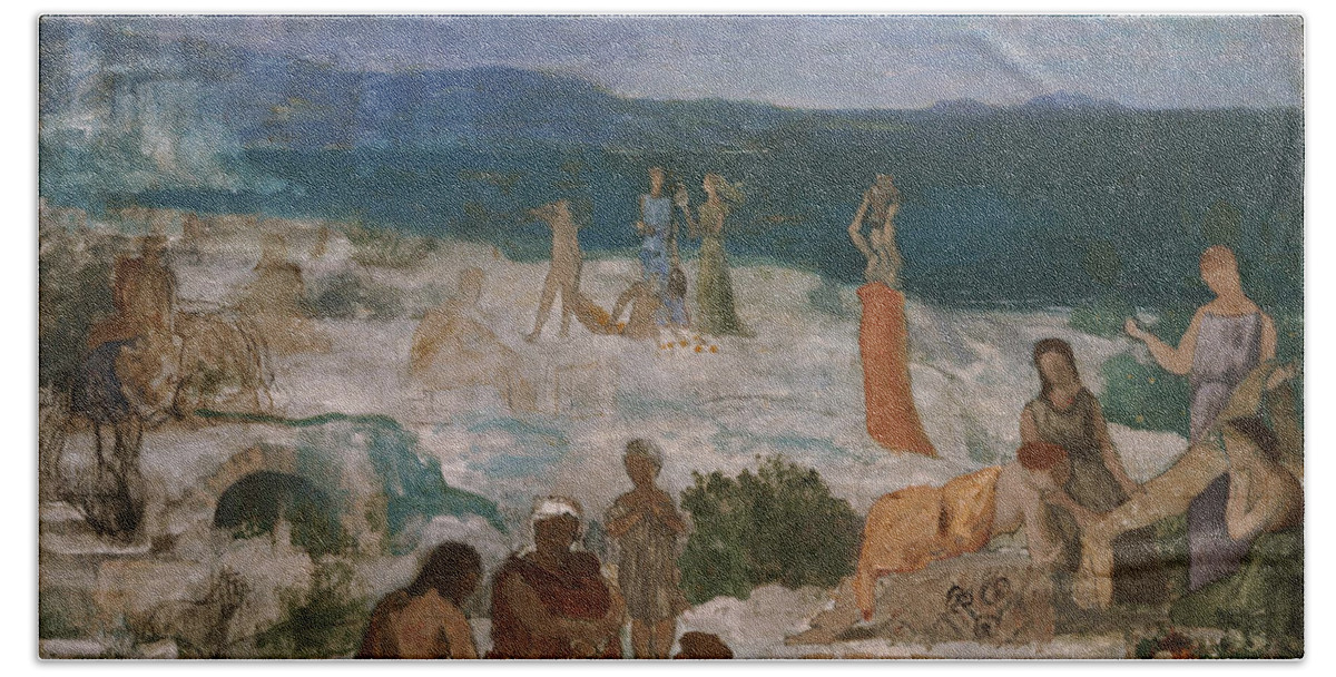 Pierre Puvis De Chavannes Bath Towel featuring the painting Massilia Greek Colony by Pierre Puvis de Chavannes