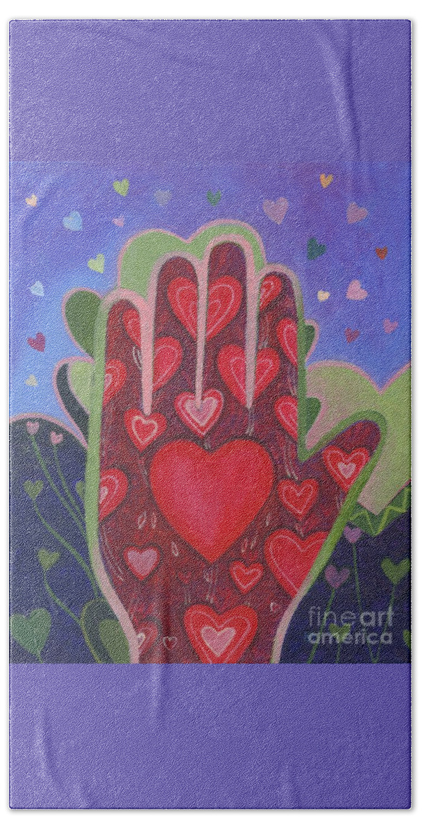 Love Hand Towel featuring the painting May We Choose Love by Helena Tiainen