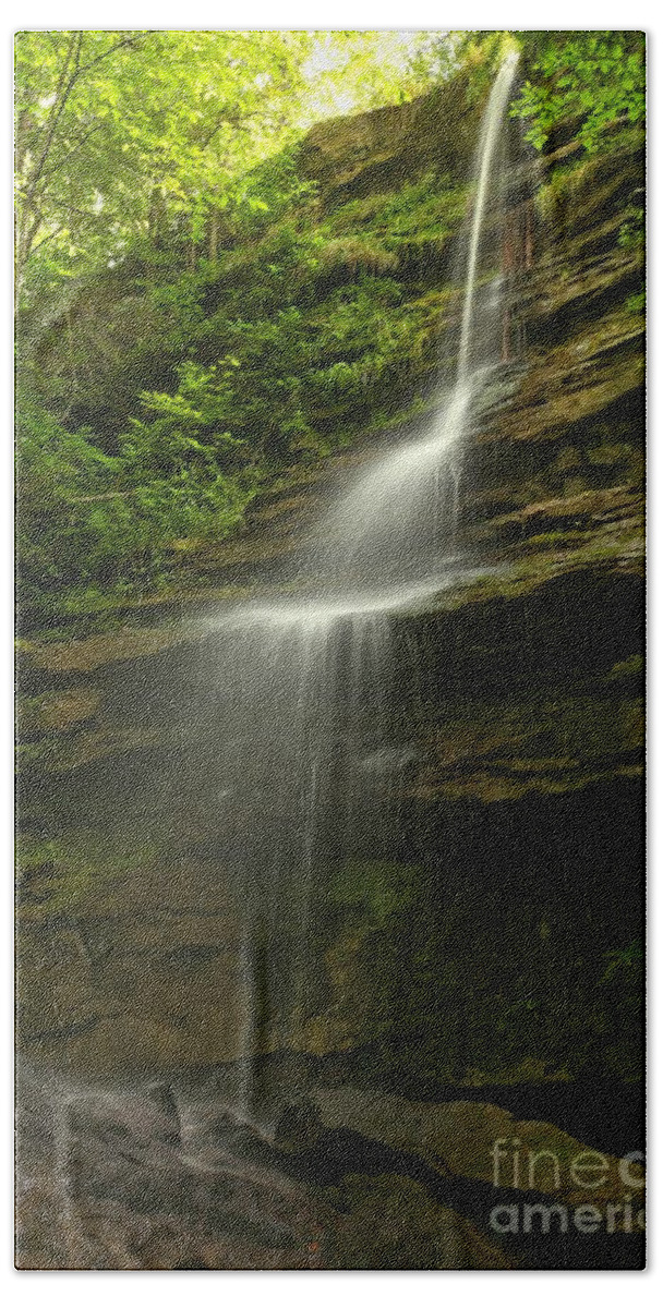 Alpha Falls Hand Towel featuring the photograph McConnells Mill Alpha Falls by Adam Jewell