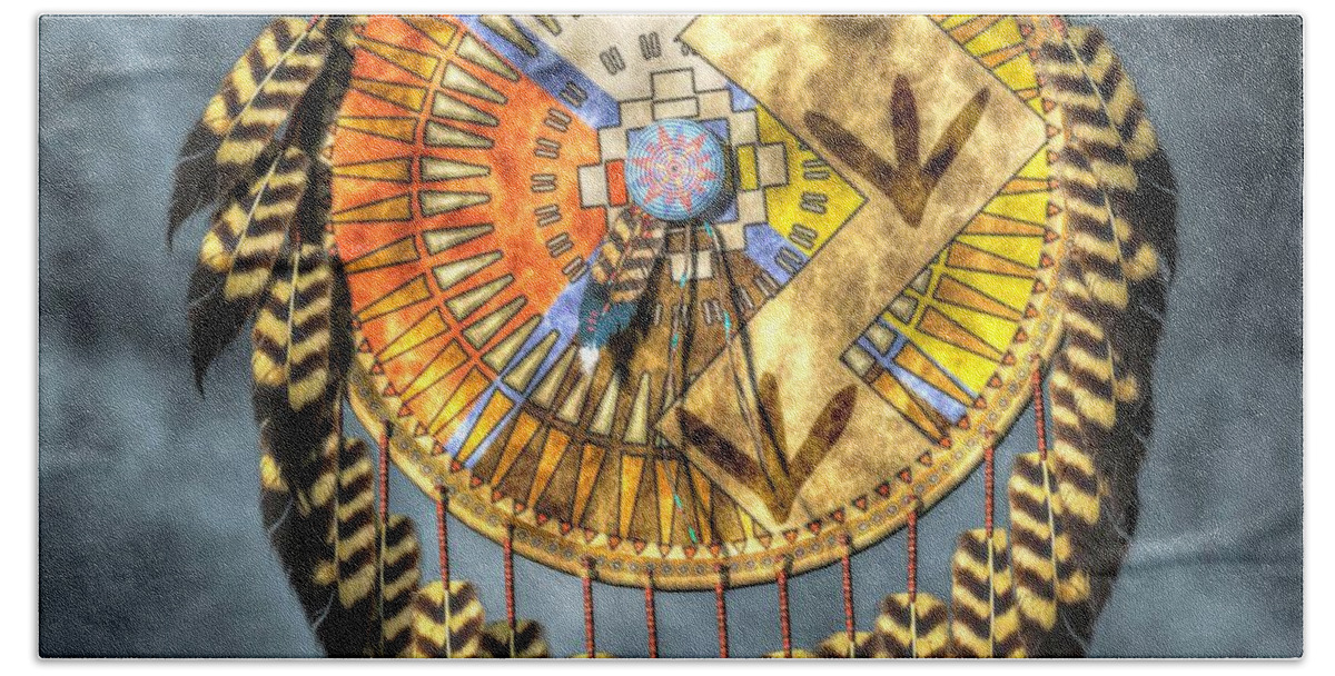 Native American Shield Hand Towel featuring the digital art Medicine Shield by Daniel Eskridge