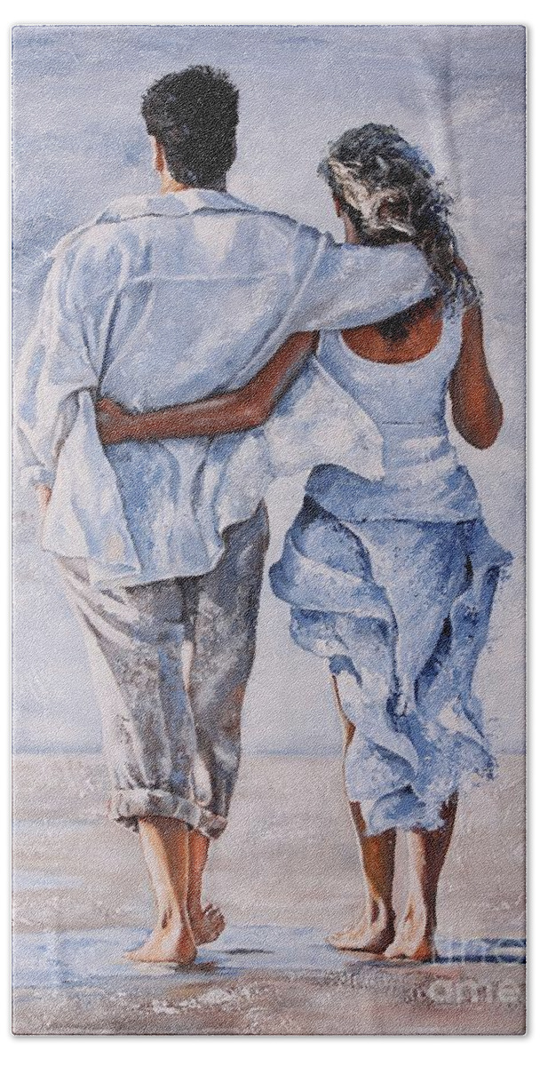 Art Bath Towel featuring the painting Memories of love by Emerico Imre Toth