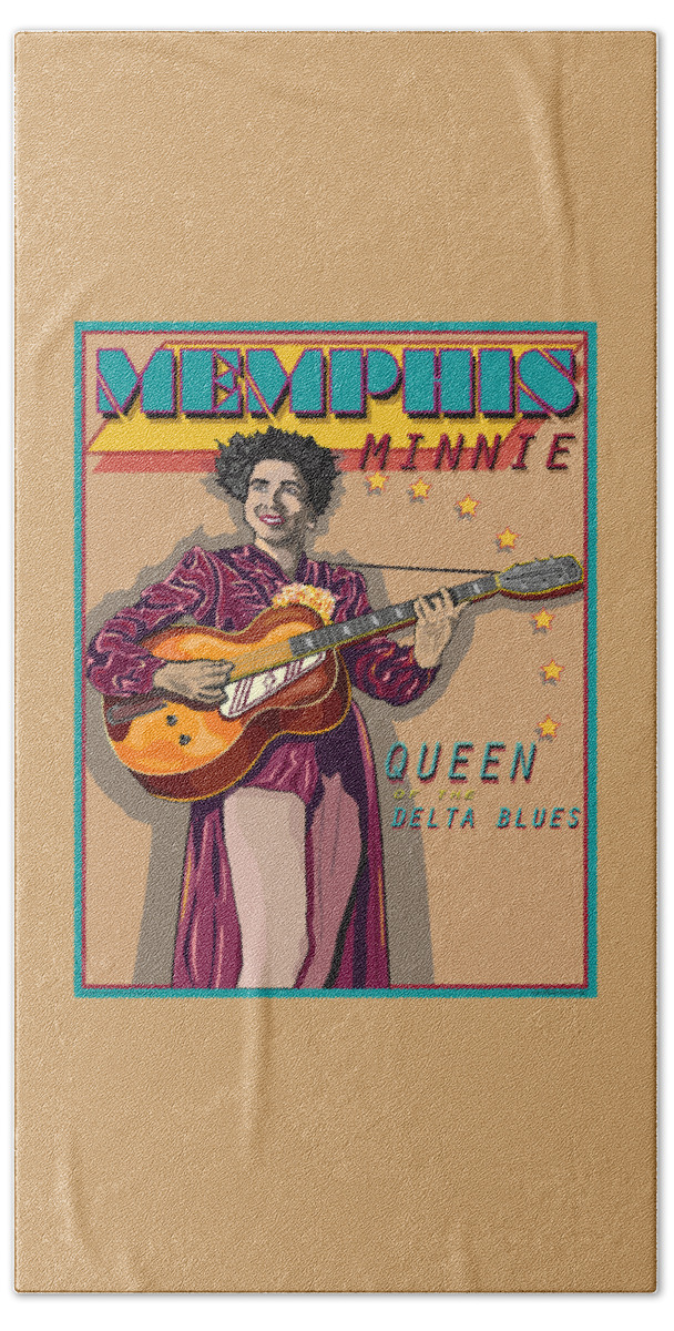 Memphis Minnie Hand Towel featuring the digital art Memphis Minnie Queen Of The Delta Blues by Larry Butterworth