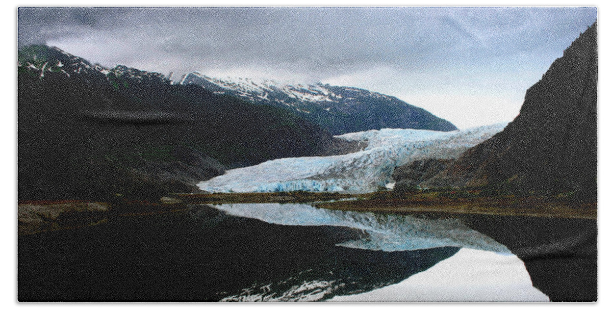 Mendenhall Hand Towel featuring the photograph Mendenhall Glacier by Heather Applegate