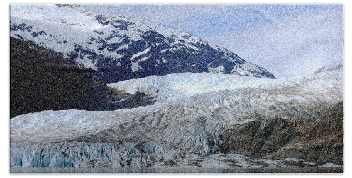 Mendenhall Glacier Bath Towel featuring the photograph Mendenhall Glacier by Ray Fairbanks