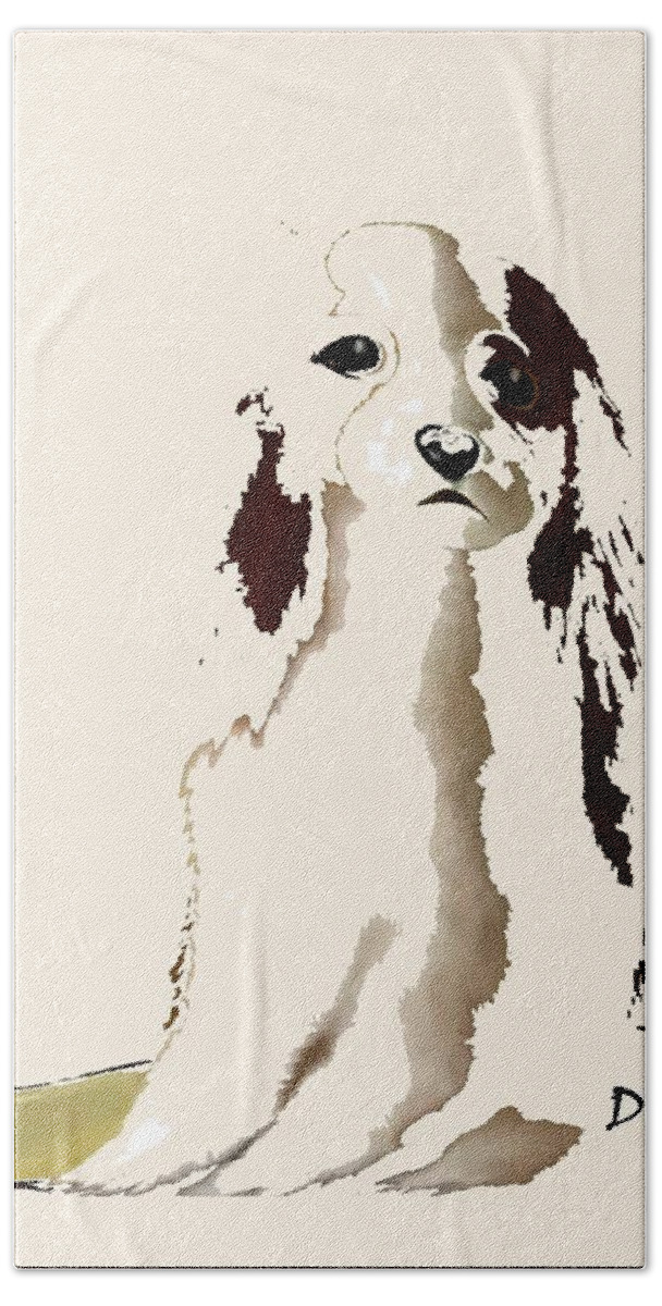 Diane Strain Hand Towel featuring the painting Mercedes - Our Cavalier King Charles Spaniel No. 9 by Diane Strain