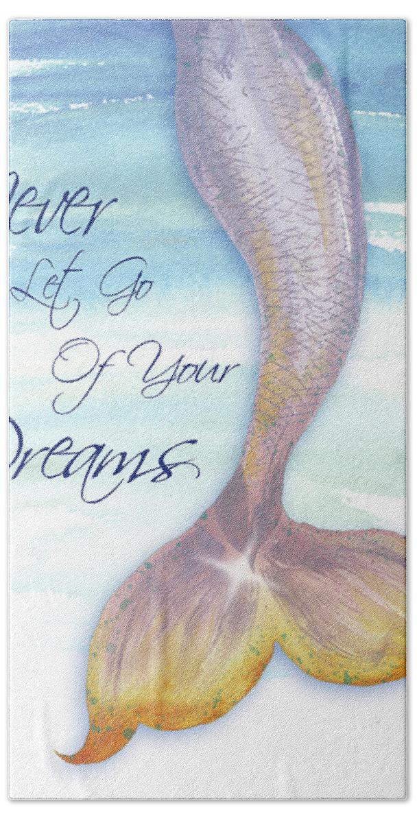 Mermaid Hand Towel featuring the painting Mermaid Tail II (never Let Go Of Dreams) by Elizabeth Medley