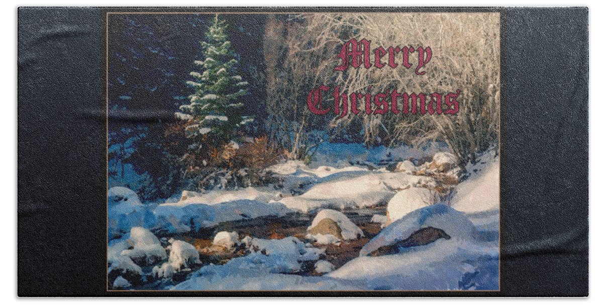 Merry Christmas Bath Towel featuring the digital art Merry Christmas by Ernest Echols