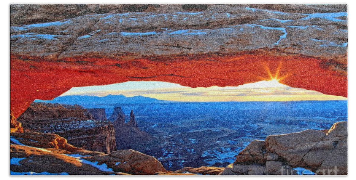 Canyonlands National Park Bath Towel featuring the photograph Mesa Arch Sunrise by Adam Jewell