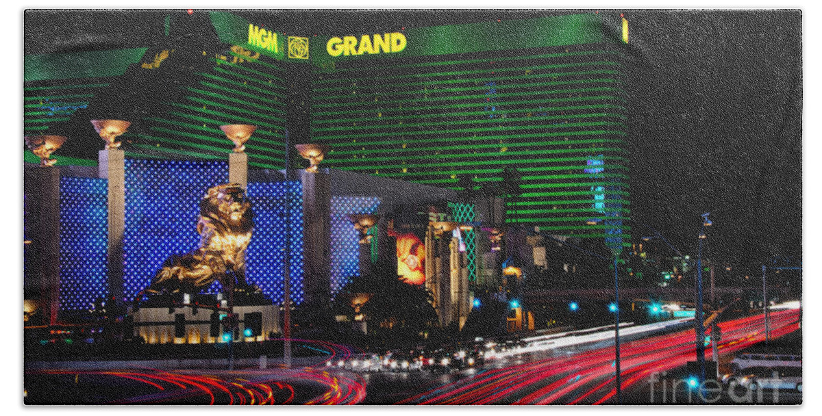Mgm Bath Towel featuring the photograph MGM Grand Hotel and Casino by Eddie Yerkish