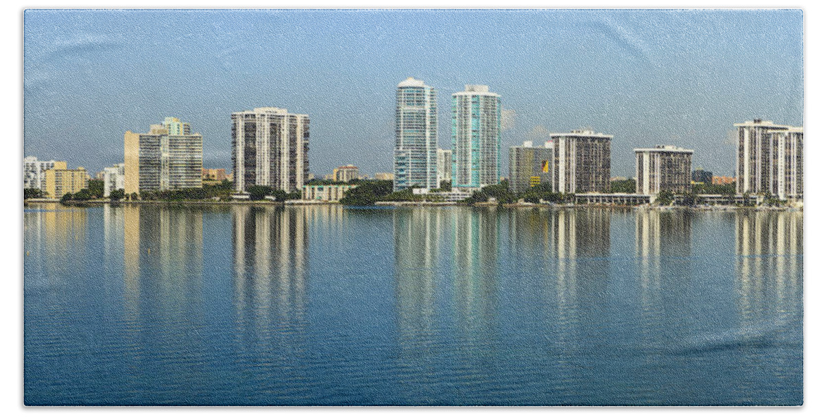 Architecture Hand Towel featuring the photograph Miami Brickell Skyline by Raul Rodriguez