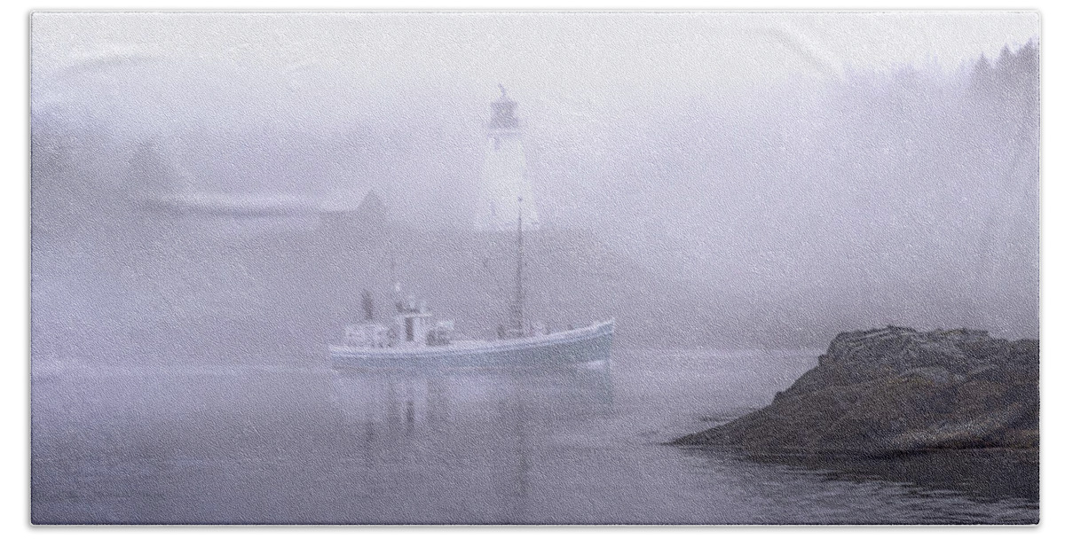 Landscape Hand Towel featuring the photograph Michael Eileen Passing Thru Lubec Narrows by Marty Saccone