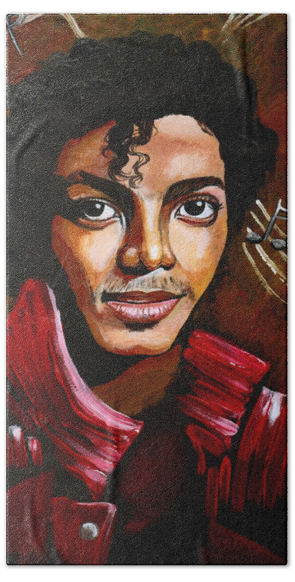 Music Bath Towel featuring the photograph Michael Jackson by Artist RiA