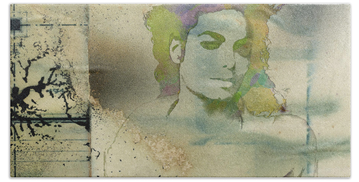 Feature Art Bath Towel featuring the digital art Michael Jackson silhouette by Paulette B Wright