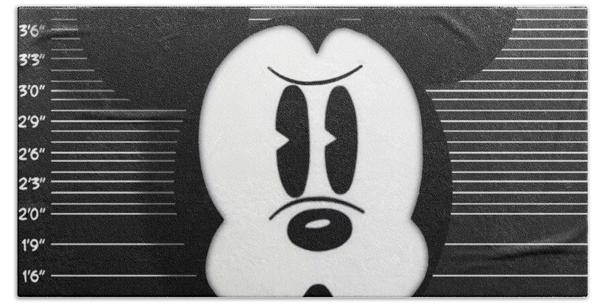 Mickey Mouse Bath Sheet featuring the photograph Mickey Mouse Disney Mug Shot by Tony Rubino