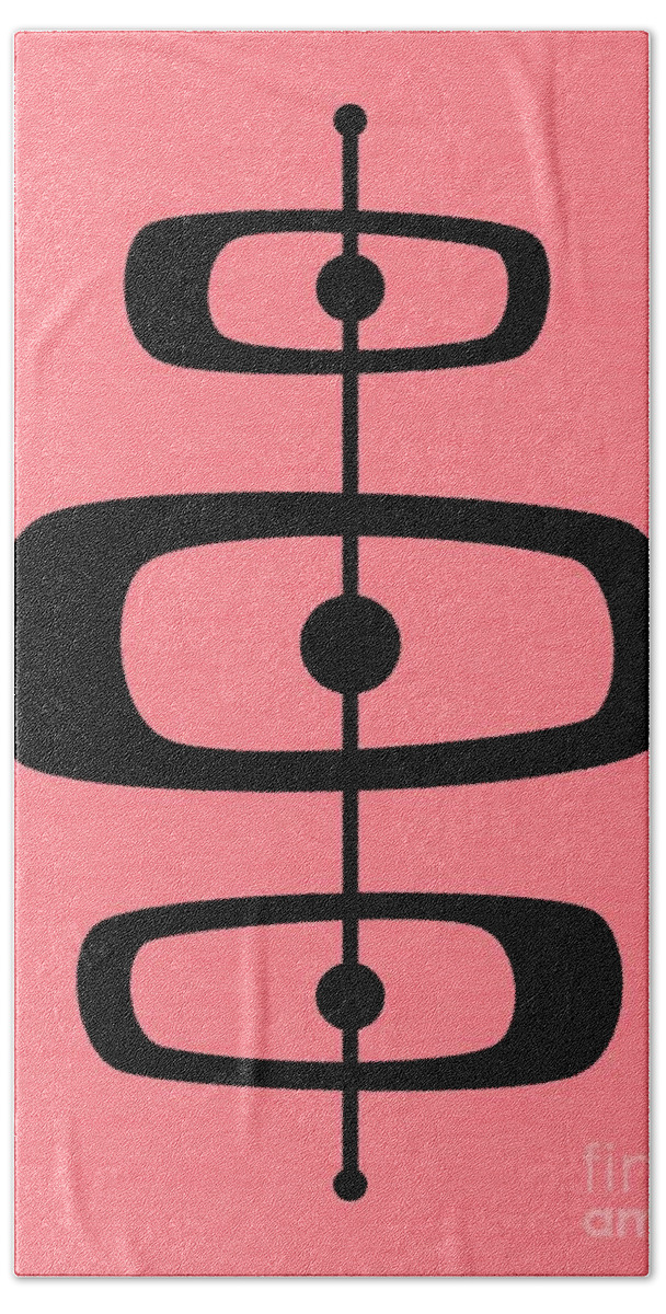 Pink Bath Towel featuring the digital art Mid Century Shapes 2 on Pink by Donna Mibus