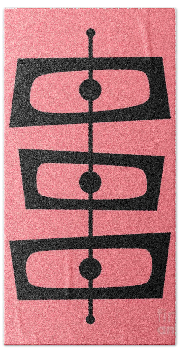 Pink Bath Towel featuring the digital art Mid Century Shapes on Pink by Donna Mibus