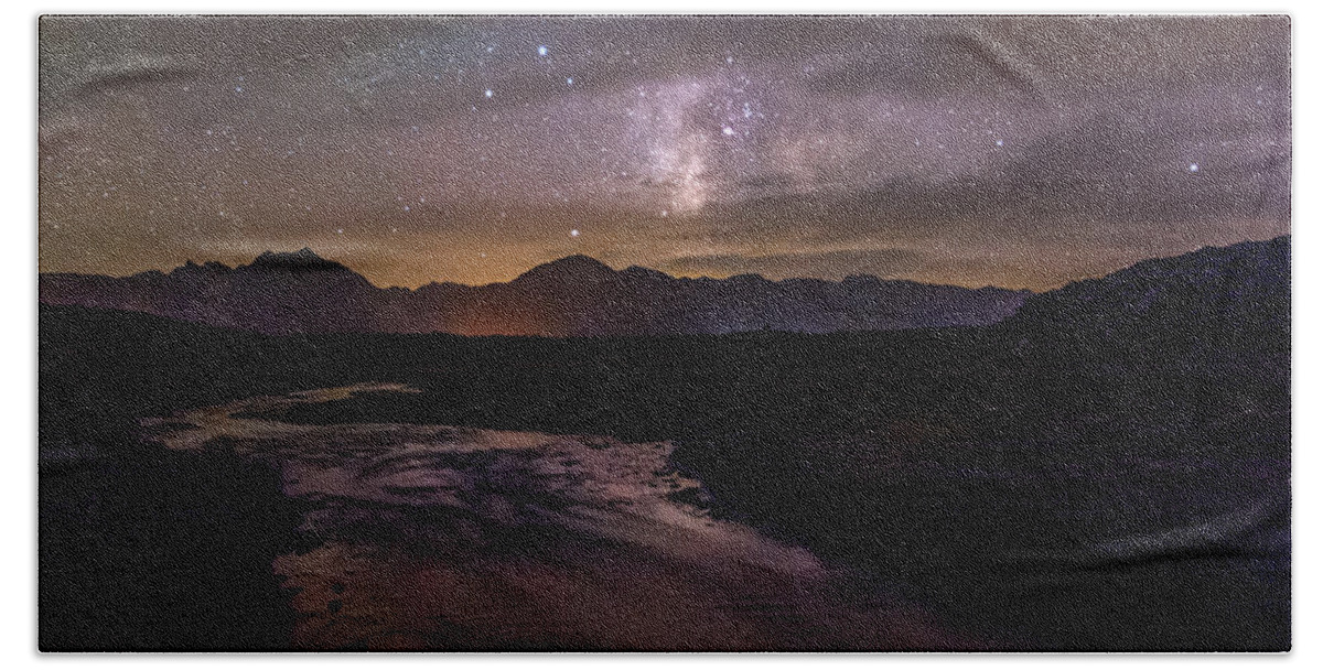 California Bath Towel featuring the photograph Milky Way at Hot Creek by Cat Connor