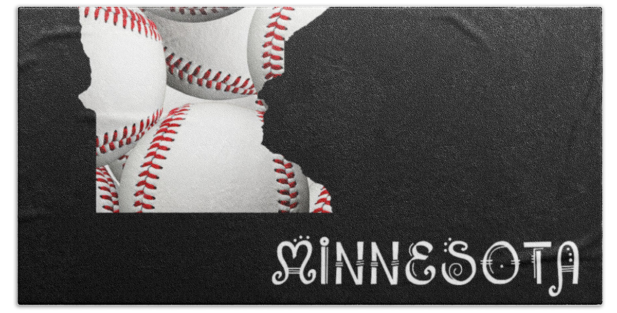 Andee Design Bath Towel featuring the digital art Minnesota Loves Baseball by Andee Design