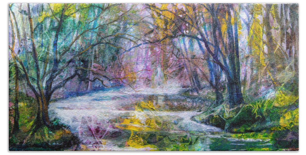 Fog Hand Towel featuring the painting Misty Creek by Patricia Allingham Carlson