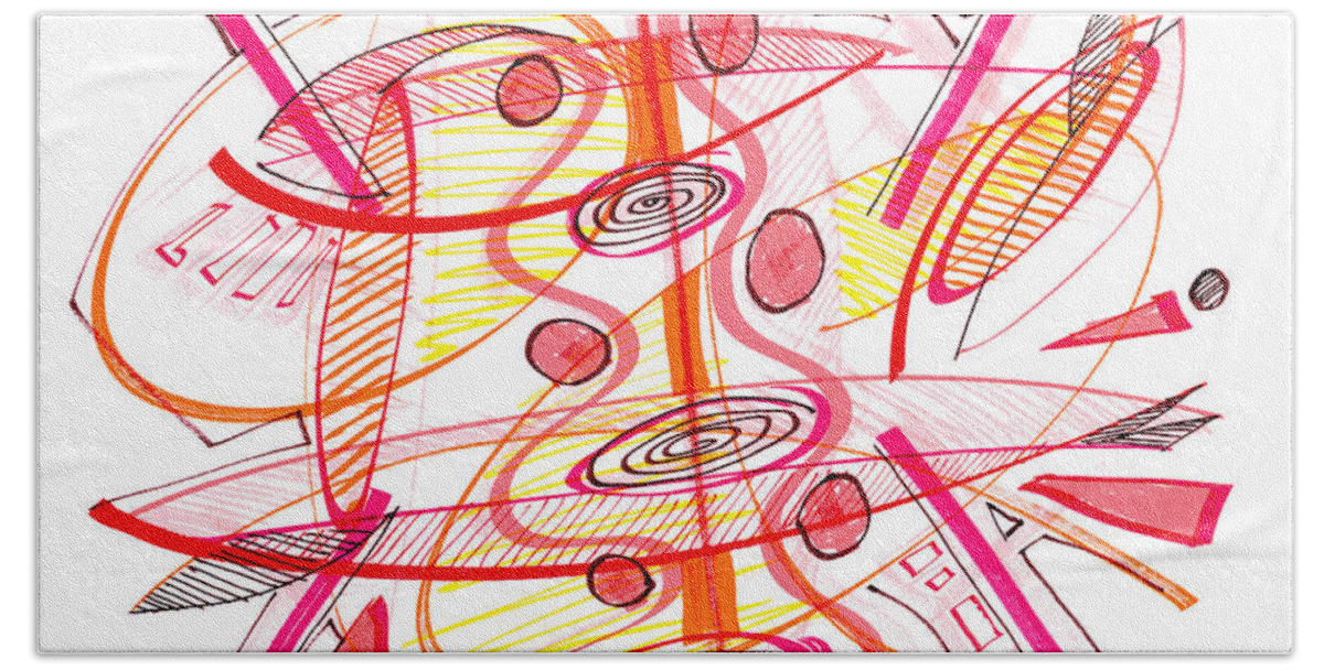 Modern Drawing Bath Towel featuring the drawing Modern Drawing Seventy-Four by Lynne Taetzsch