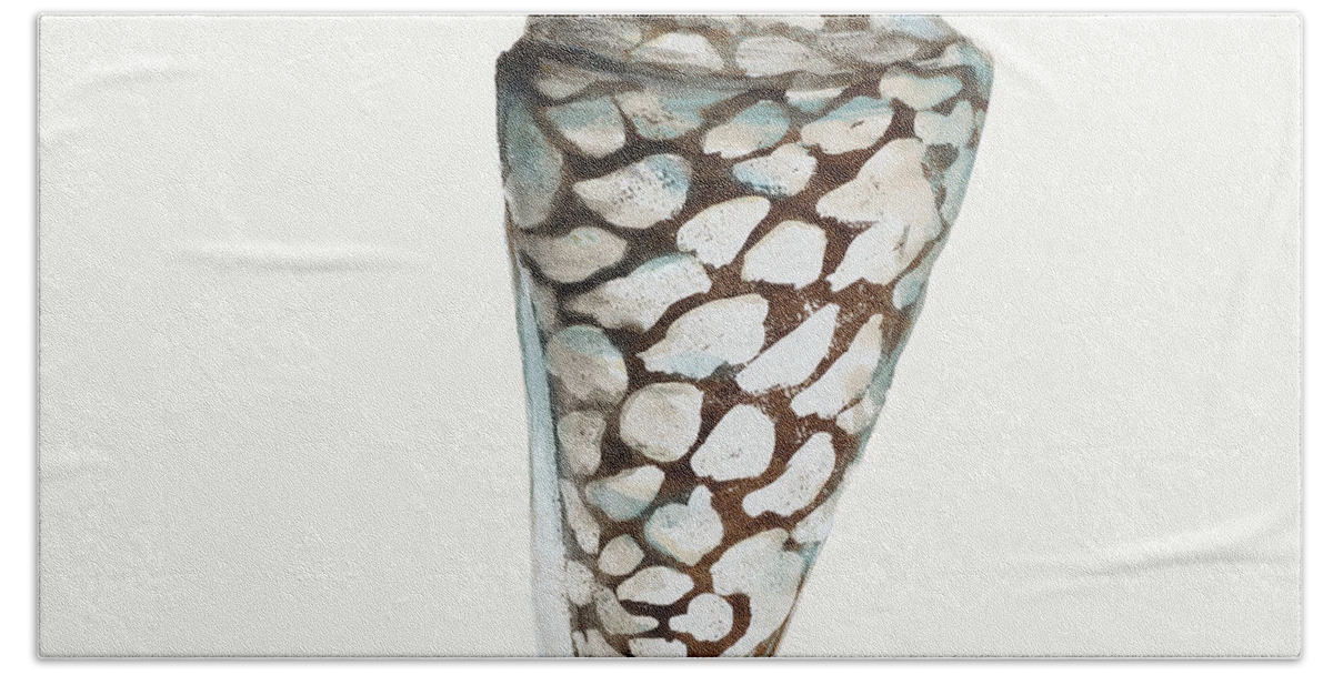 Modern Hand Towel featuring the painting Modern Shell With Teal II by Patricia Pinto
