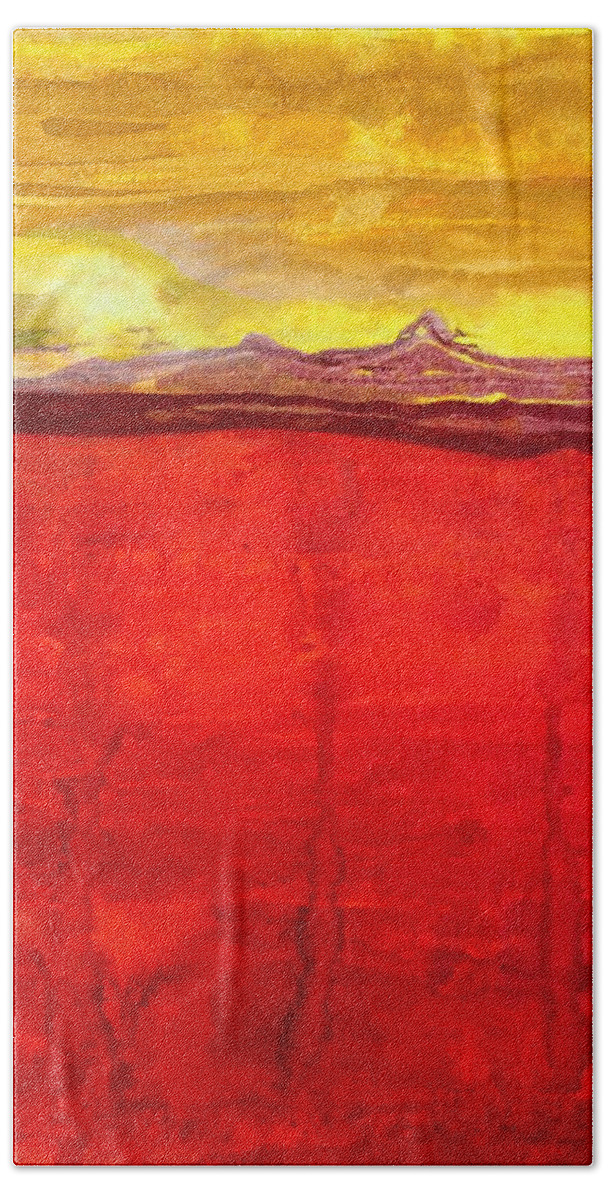 Mojave Hand Towel featuring the painting Mojave Dawn original painting by Sol Luckman