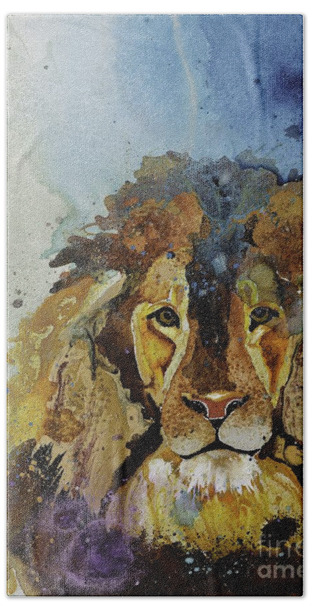 Lion Bath Towel featuring the painting Molly Mae by Kasha Ritter