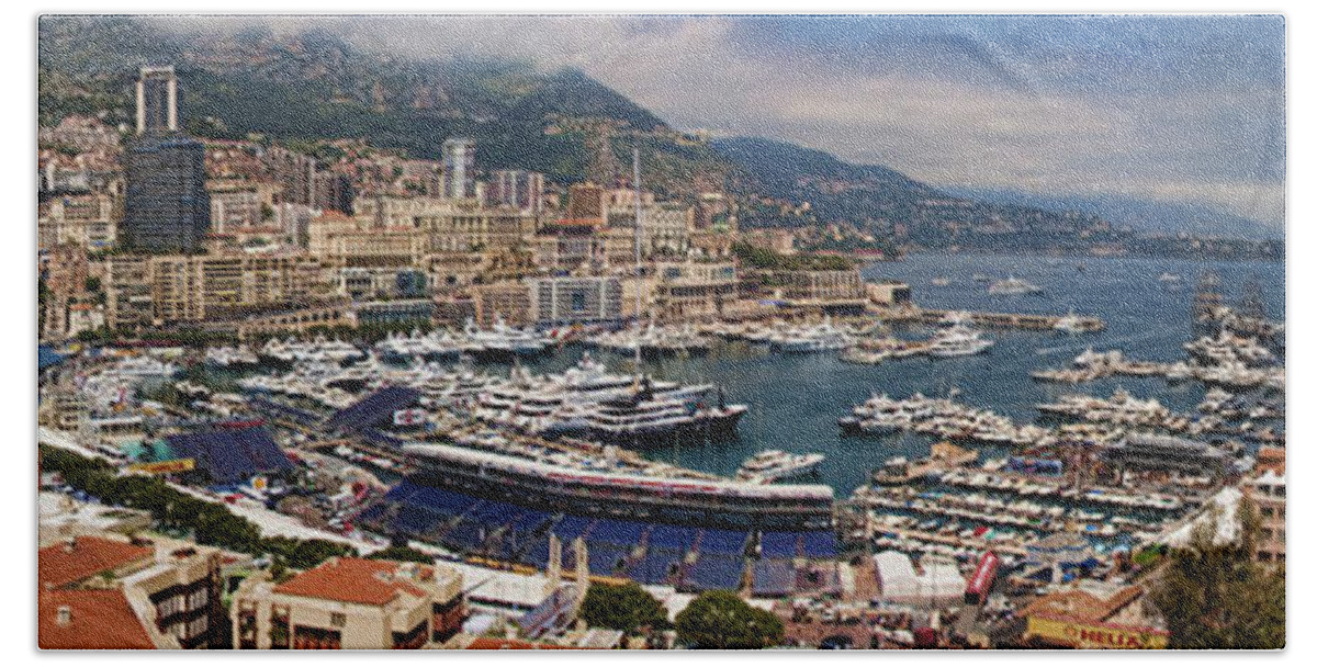 Panoramic Hand Towel featuring the photograph Monaco Panorama by David Smith