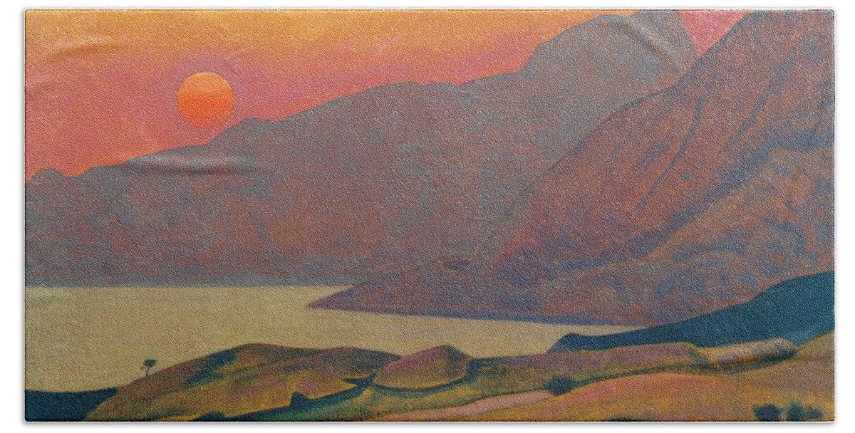 1922 Bath Towel featuring the painting Monhegan - Maine by Nicholas Roerich