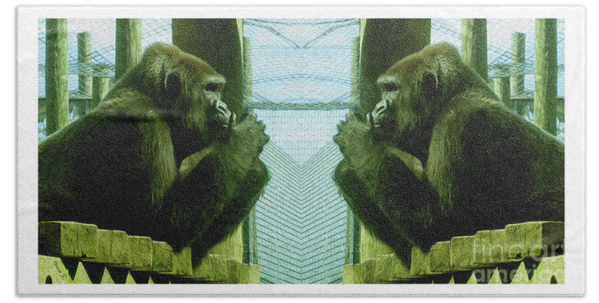 Gorilla Hand Towel featuring the photograph Monkey See Monkey Do by Nina Silver