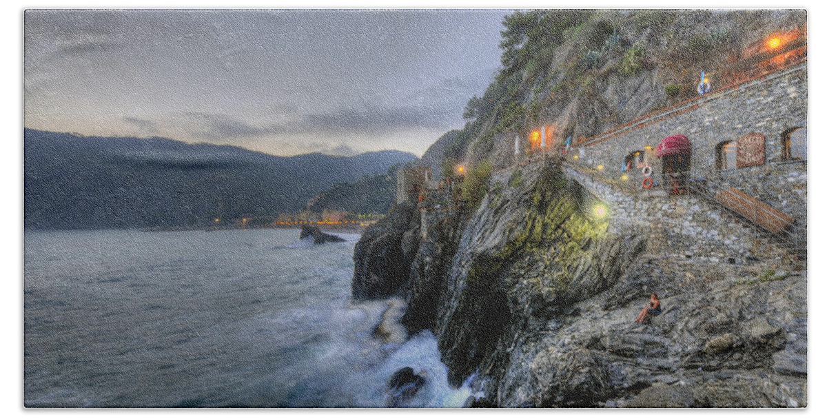 Europe Hand Towel featuring the photograph Monterosso at Sunset by Matt Swinden