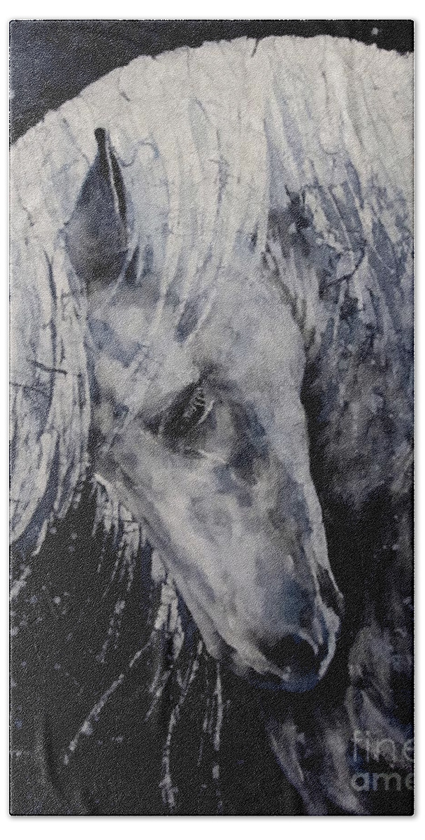 Horse Hand Towel featuring the painting Moody Blues by Hailey E Herrera