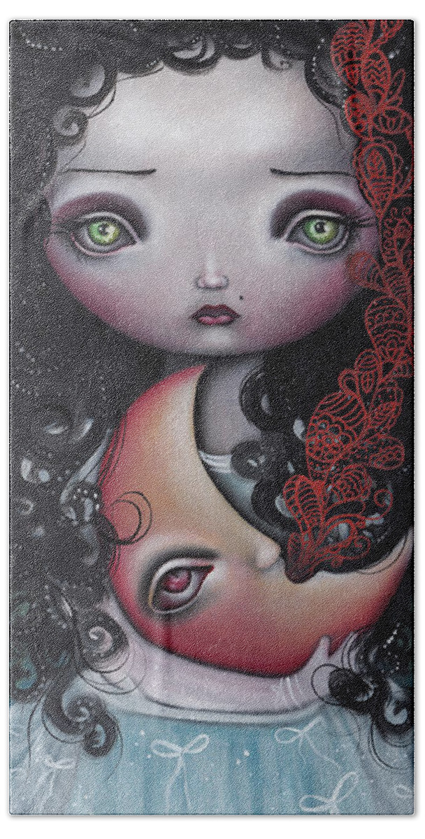Fantasy Bath Towel featuring the painting Moon Keeper by Abril Andrade