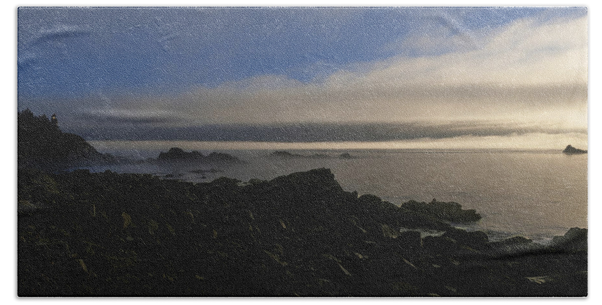 Quoddy Head State Park Hand Towel featuring the photograph Morning Fog Burning Off at Quoddy by Marty Saccone