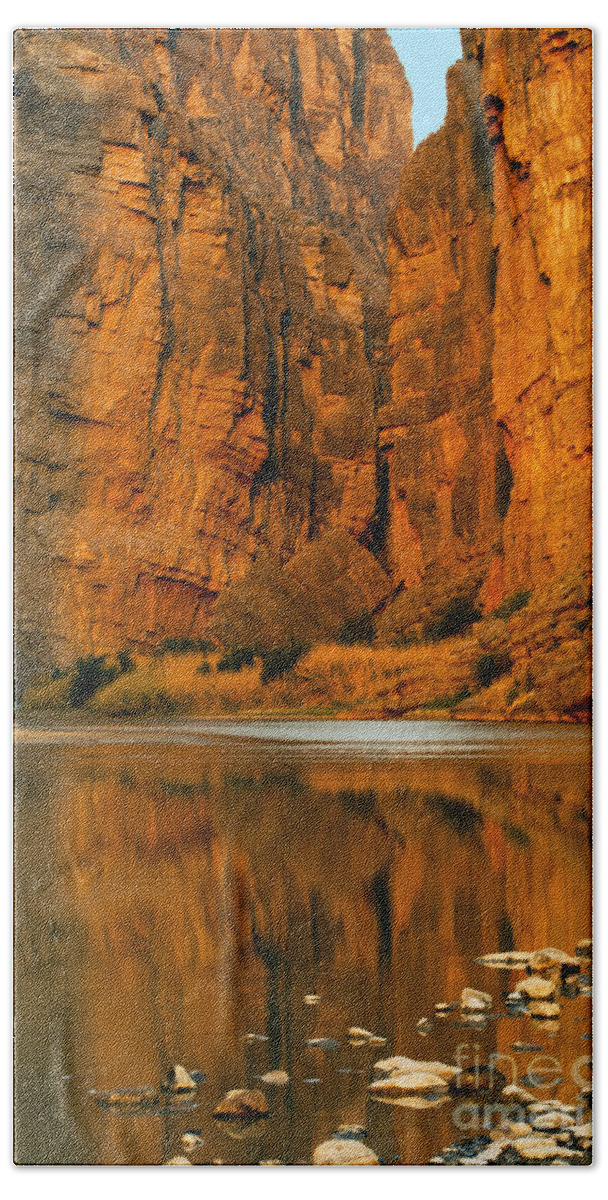 Santa Elena Canyon Hand Towel featuring the photograph Morning Light in the Canyon by Bob Phillips