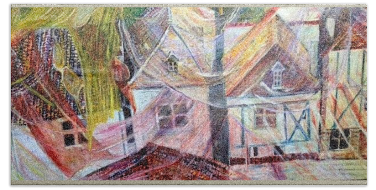 Village Bath Towel featuring the painting Morning Sunrise by Peggy Blood