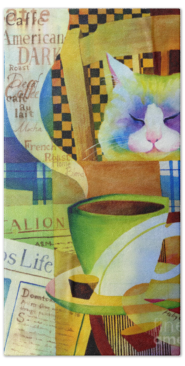 Newspaper Hand Towel featuring the painting Morning Table by Hailey E Herrera