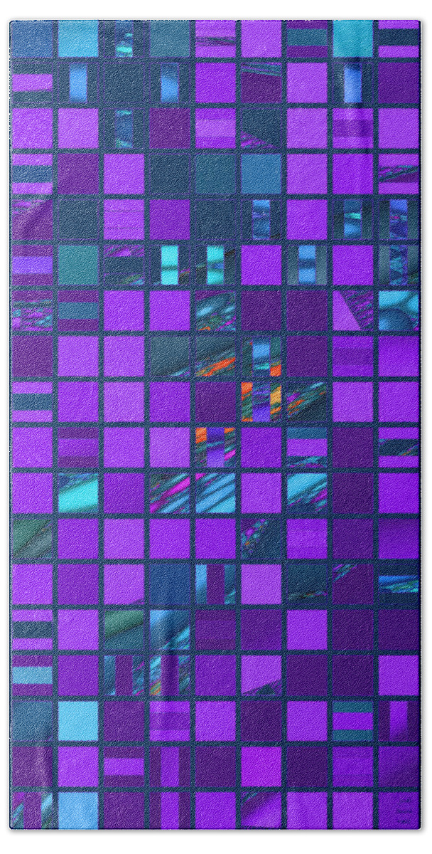 Tiles Bath Towel featuring the digital art Mosaic in Teal and Purple by Judi Suni Hall